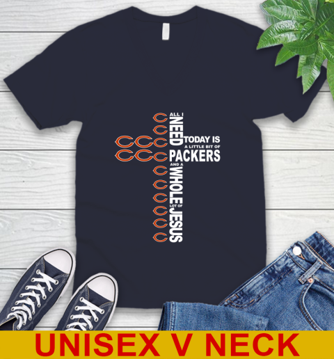 NFL All I Need Today Is A Little Bit Of Chicago Bears Shirt V-Neck T-Shirt 2