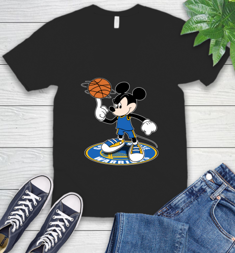 NBA Basketball Golden State Warriors Cheerful Mickey Disney Shirt V-Neck T-Shirt