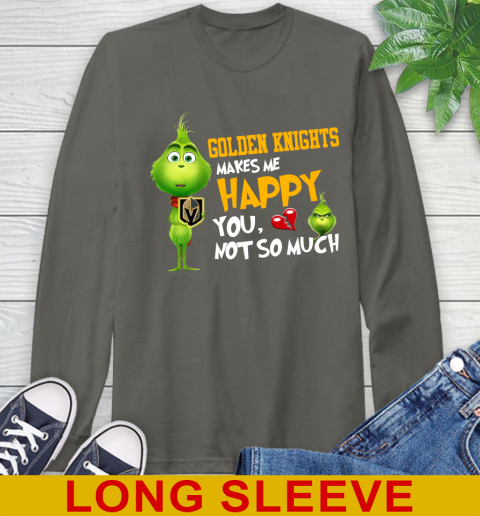 NHL Vegas Golden Knights Makes Me Happy You Not So Much Grinch Hockey Sports Long Sleeve T-Shirt 10
