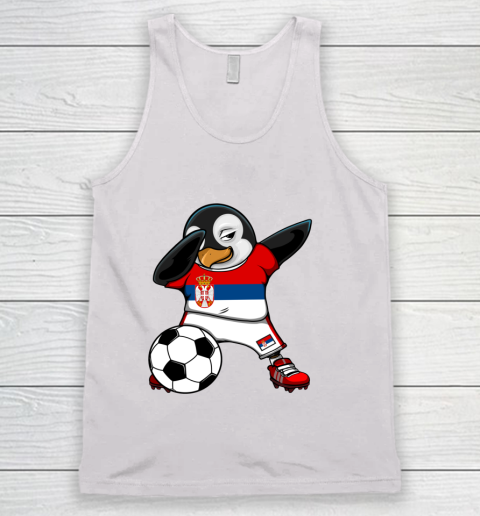 Dabbing Penguin Serbia Soccer Fans Jersey Football Lovers Tank Top
