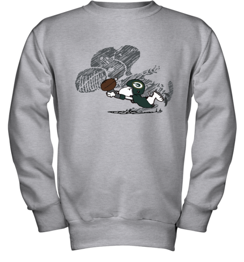 Green Bay Packers Snoopy Plays The Football Game Youth Sweatshirt