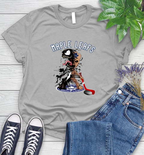 NHL Toronto Maple Leafs Hockey Venom Groot Guardians Of The Galaxy Women's T-Shirt 5
