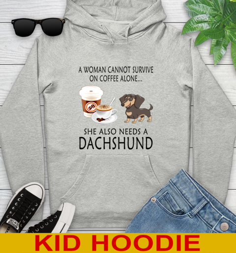 Women cannot survive on coffee alone she also need a DACHSHUND tshirt 112