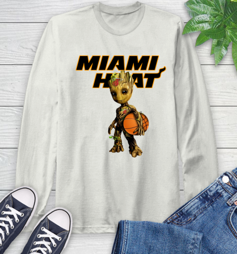 Miami Heat NBA Basketball Groot Marvel Guardians Of The Galaxy Long Sleeve T-Shirt 12