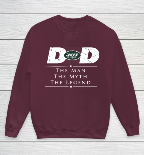 New York Jets NFL Football Dad The Man The Myth The Legend Youth Sweatshirt 4