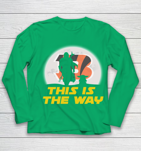 Cincinnati Bengals NFL Football Star Wars Yoda And Mandalorian This Is The Way Youth Long Sleeve 4