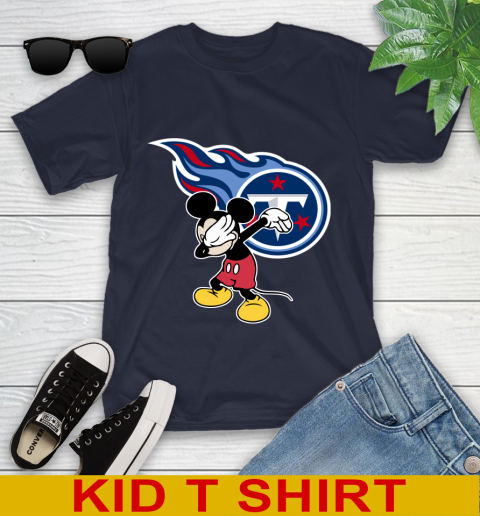 Tennessee Titans NFL Football Dabbing Mickey Disney Sports Youth T-Shirt 3