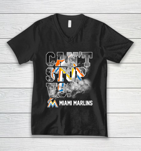 MLB Miami Marlins Baseball Can't Stop Vs Marlins V-Neck T-Shirt