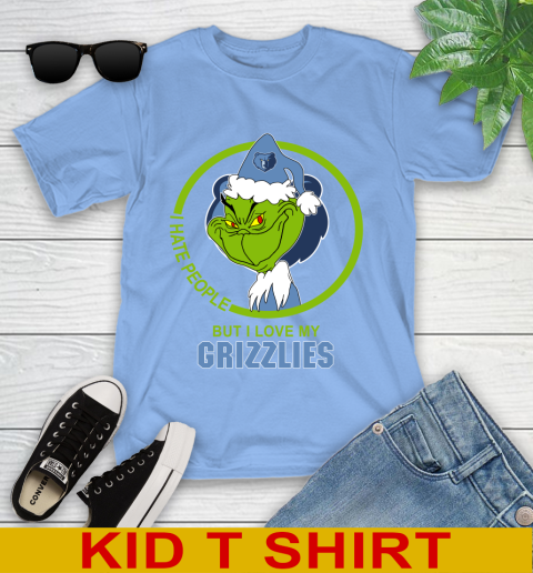 Memphis Grizzlies NBA Christmas Grinch I Hate People But I Love My Favorite Basketball Team Youth T-Shirt 11