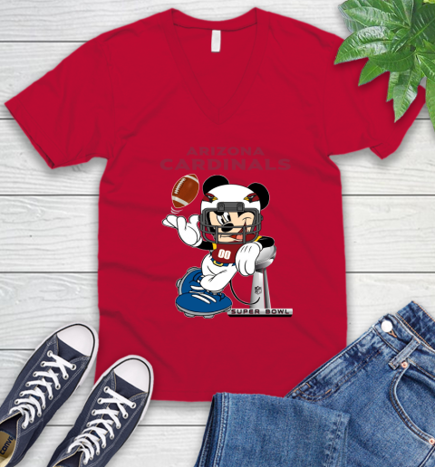NFL Arizona Cardinals Mickey Mouse Disney Super Bowl Football T Shirt V-Neck T-Shirt 8
