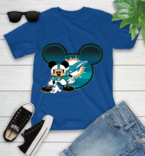 NFL Miami Dolphins Mickey Mouse Disney Football T Shirt Youth T-Shirt 9
