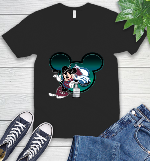 NHL Colorado Avalanche Stanley Cup Mickey Mouse Disney Hockey T Shirt V-Neck T-Shirt 2