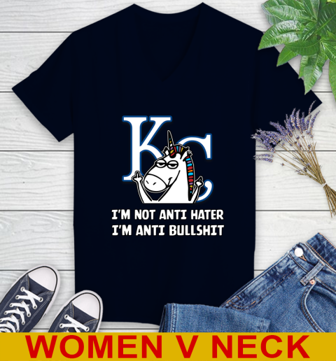 Los Angeles Angels MLB Baseball Unicorn I'm Not Anti Hater I'm Anti Bullshit (2) Women's V-Neck T-Shirt 4 Los Angeles Angels MLB Baseball Unicorn I'm Not Anti Hater I'm Anti Bullshit (2) Women's V-Neck T-Shirt - Image 4