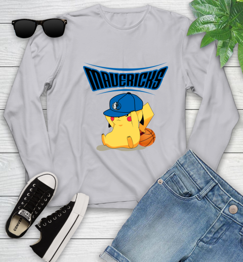 NBA Pikachu Basketball Sports Dallas Mavericks Youth Long Sleeve 5