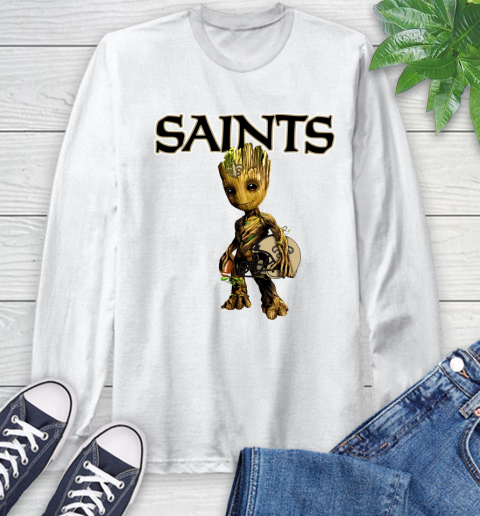 New Orleans Saints NFL Football Groot Marvel Guardians Of The Galaxy Long Sleeve T-Shirt