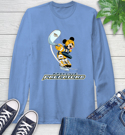 NHL Hockey Nashville Predators Cheerful Mickey Mouse Shirt Long Sleeve T-Shirt 12