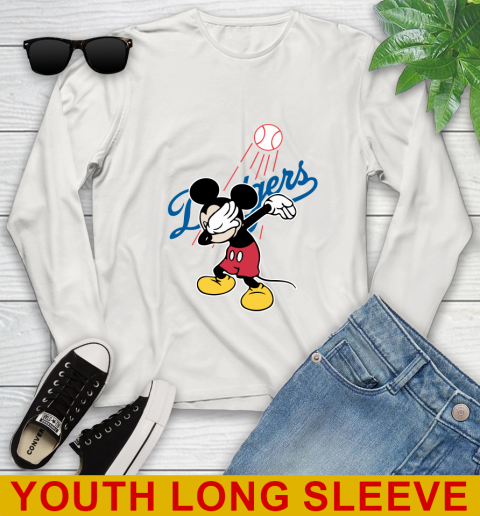 Los Angeles Dodgers MLB Baseball Dabbing Mickey Disney Sports Youth Long Sleeve 12