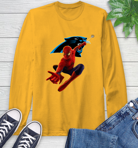 NFL Spider Man Avengers Endgame Football Carolina Panthers Long Sleeve T-Shirt 3
