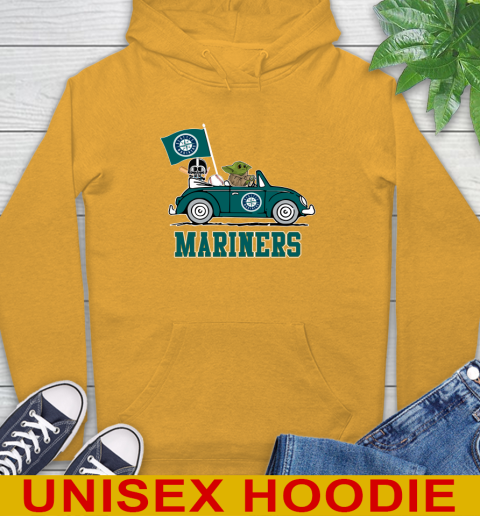 MLB Baseball Seattle Mariners Darth Vader Baby Yoda Driving Star Wars Shirt Hoodie 3