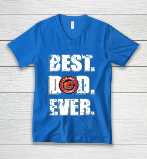 NHL Calgary Flames Hockey Best Dad Ever Family Shirt V-Neck T-Shirt 5