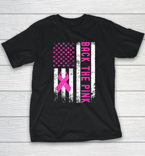 Back The Pink Breast Cancer Awareness Flag Youth T-Shirt