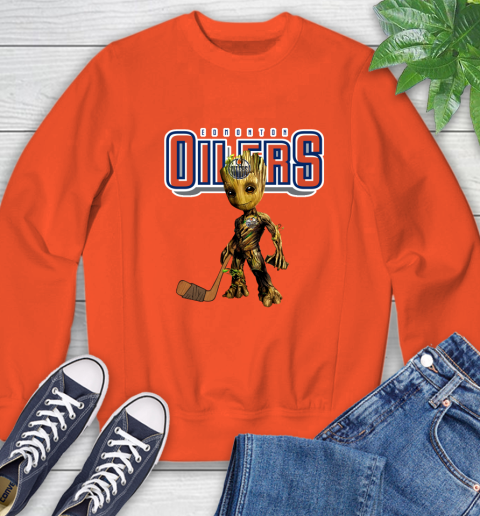 Edmonton Oilers NHL Hockey Groot Marvel Guardians Of The Galaxy Sweatshirt 4