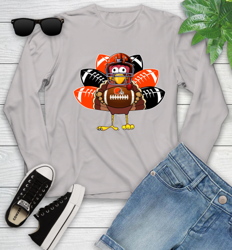 Cleveland Browns Turkey Thanksgiving Day Youth Long Sleeve - Image 13