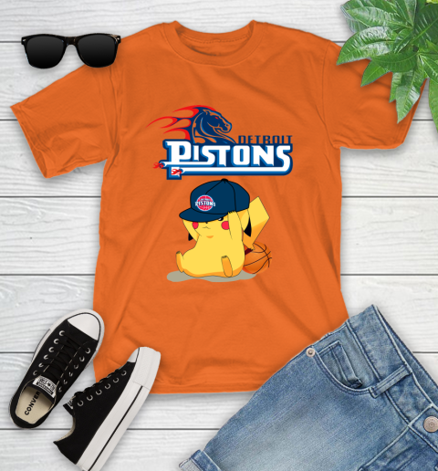NBA Pikachu Basketball Sports Detroit Pistons Youth T-Shirt 7