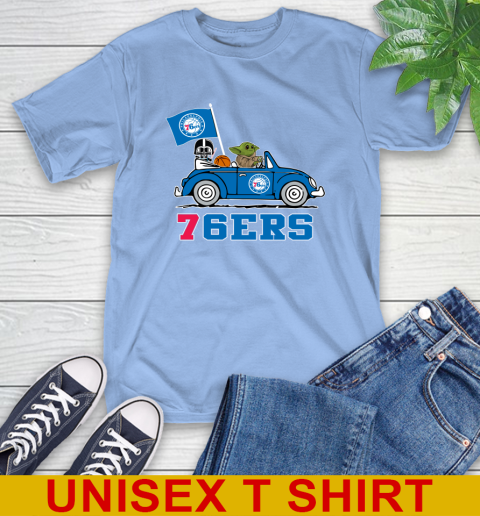 NBA Basketball Philadelphia 76ers Darth Vader Baby Yoda Driving Star Wars Shirt T-Shirt 11