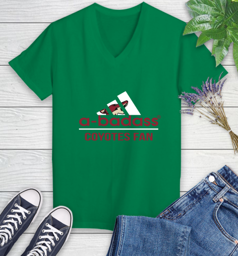 NHL A Badass Arizona Coyotes Fan Adidas Hockey Sports Women's V-Neck T-Shirt 5