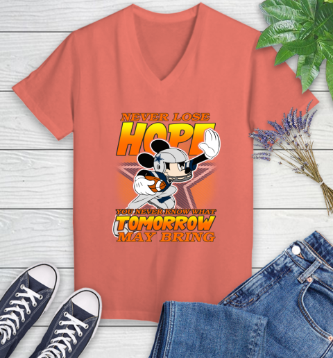 Dallas Cowboys NFL Football Mickey Disney Never Lose Hope Women's V-Neck T-Shirt 6