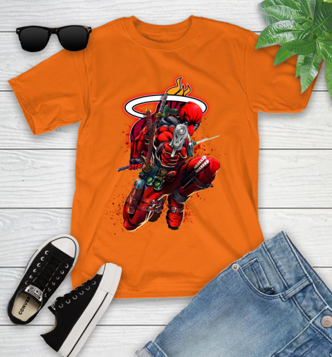 NBA Deadpool Marvel Comics Sports Basketball Miami Heat Youth T-Shirt 7