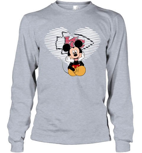 NFL Kansas City Chiefs The Heart Mickey Mouse Disney Football T Shirt qm5YAYk4GDR long sleeve tee 14 95 151514 front sport grey