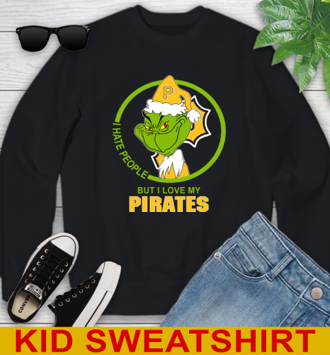 Pittsburgh Pirates MLB Christmas Grinch I Hate People But I Love My Favorite Baseball Team Youth Sweatshirt 2
