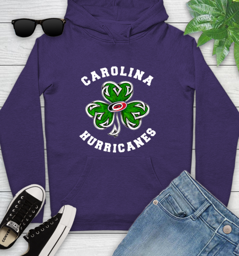 NHL Carolina Hurricanes Three Leaf Clover St Patrick's Day Hockey Sports Youth Hoodie 5