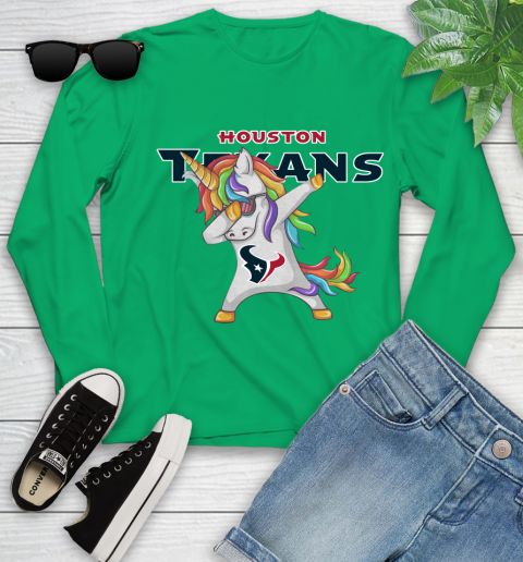 Houston Texans NFL Football Funny Unicorn Dabbing Sports Youth Long Sleeve 6