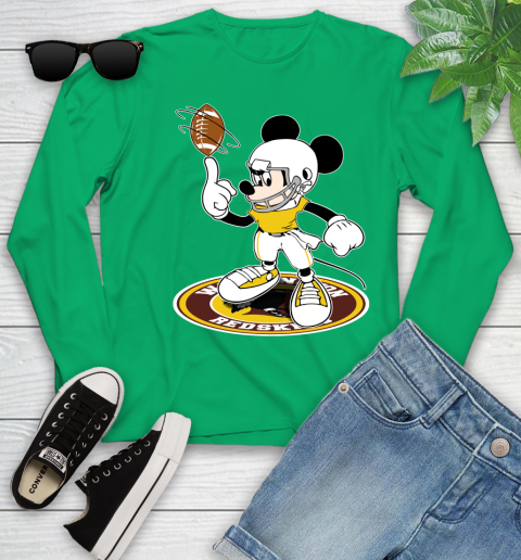 NFL Football Washington Redskins Cheerful Mickey Disney Shirt Youth Long Sleeve 6