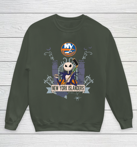 NHL New York Islanders Hockey Jack Skellington Halloween Youth Sweatshirt 8