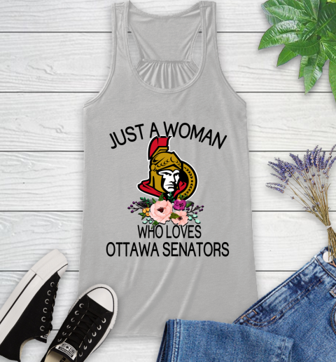 NHL Just A Woman Who Loves Ottawa Senators Hockey Sports Racerback Tank