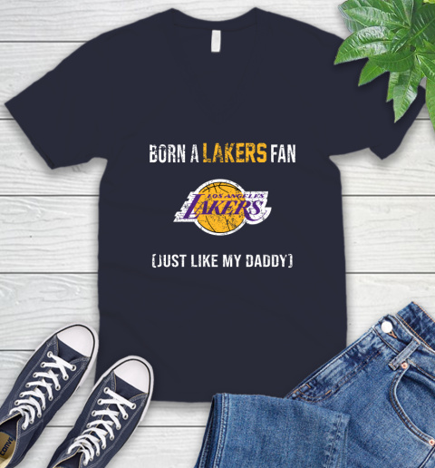 NBA Los Angeles Lakers Loyal Fan Just Like My Daddy Basketball Shirt V-Neck T-Shirt 2