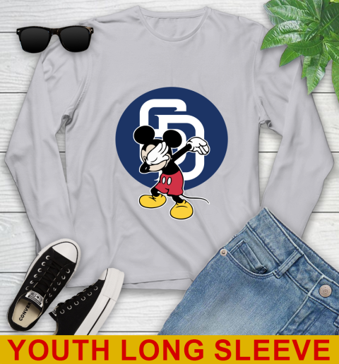 San Diego Padres MLB Baseball Dabbing Mickey Disney Sports Youth Long Sleeve 6