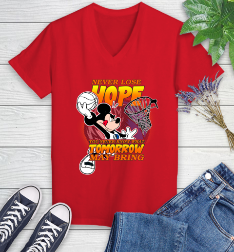 Dallas Mavericks NBA Basketball Mickey Disney Never Lose Hope Women's V-Neck T-Shirt 11