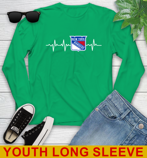 New York Rangers NHL Hockey Heart Beat Shirt Youth Long Sleeve 7