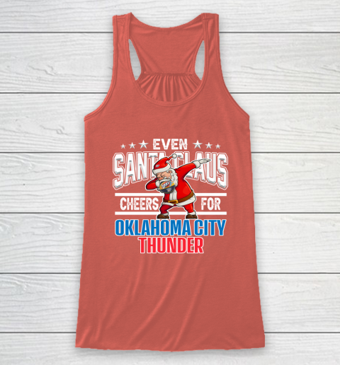 Oklahoma City Thunder Even Santa Claus Cheers For Christmas NBA Racerback Tank 3