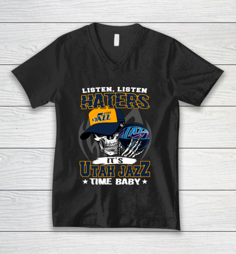 Listen Haters It is JAZZ Time Baby NBA V-Neck T-Shirt