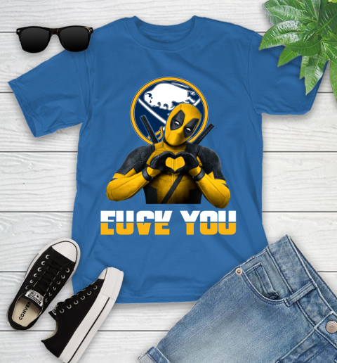 NHL Buffalo Sabres Deadpool Love You Fuck You Hockey Sports Youth T-Shirt 27