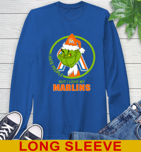Miami Marlins MLB Christmas Grinch I Hate People But I Love My Favorite Baseball Team Long Sleeve T-Shirt 9