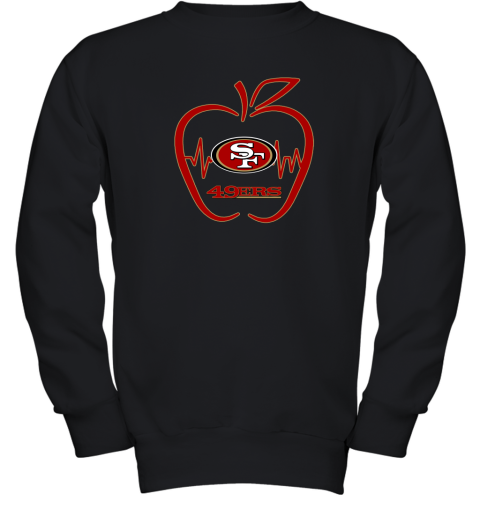 Apple Heartbeat Teacher Symbol San Francisco 49ers Youth Sweatshirt
