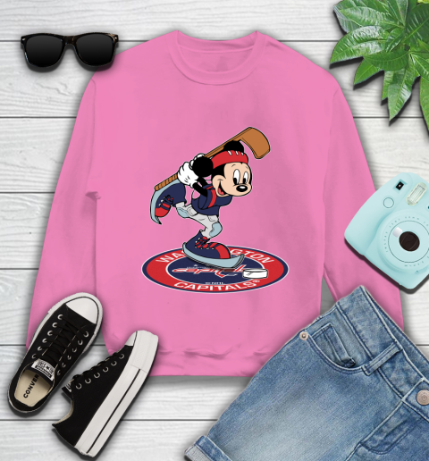 NHL Hockey Washington Capitals Cheerful Mickey Disney Shirt Youth Sweatshirt 6