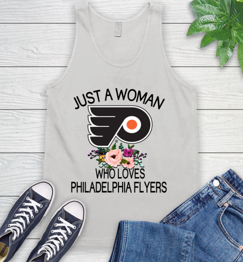 NHL Just A Woman Who Loves Philadelphia Flyers Hockey Sports Tank Top